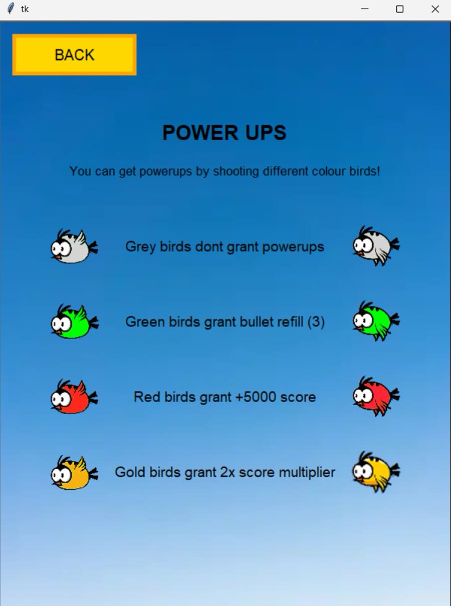 Frenzy Flyer power ups screen